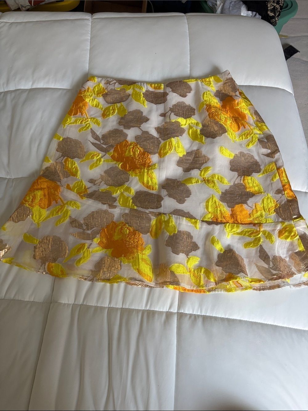 Anthropologie Maeve Faye Flounced Jacquard Mini Skirt